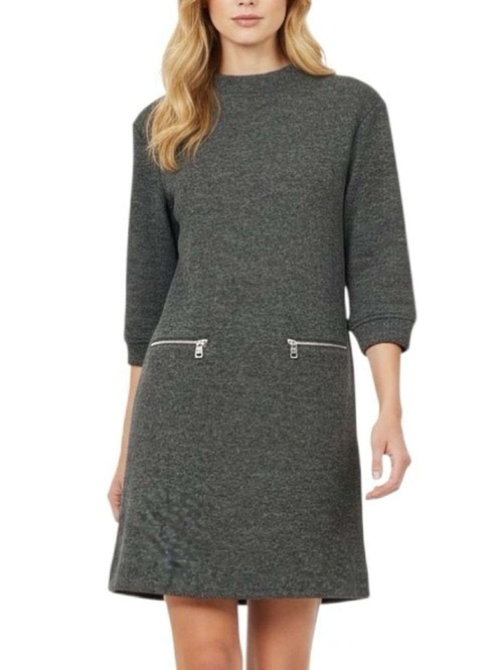 Marc by Marc Jacobs Sparkle Wool Sweater Shift Dress Size Small Metallic Gray